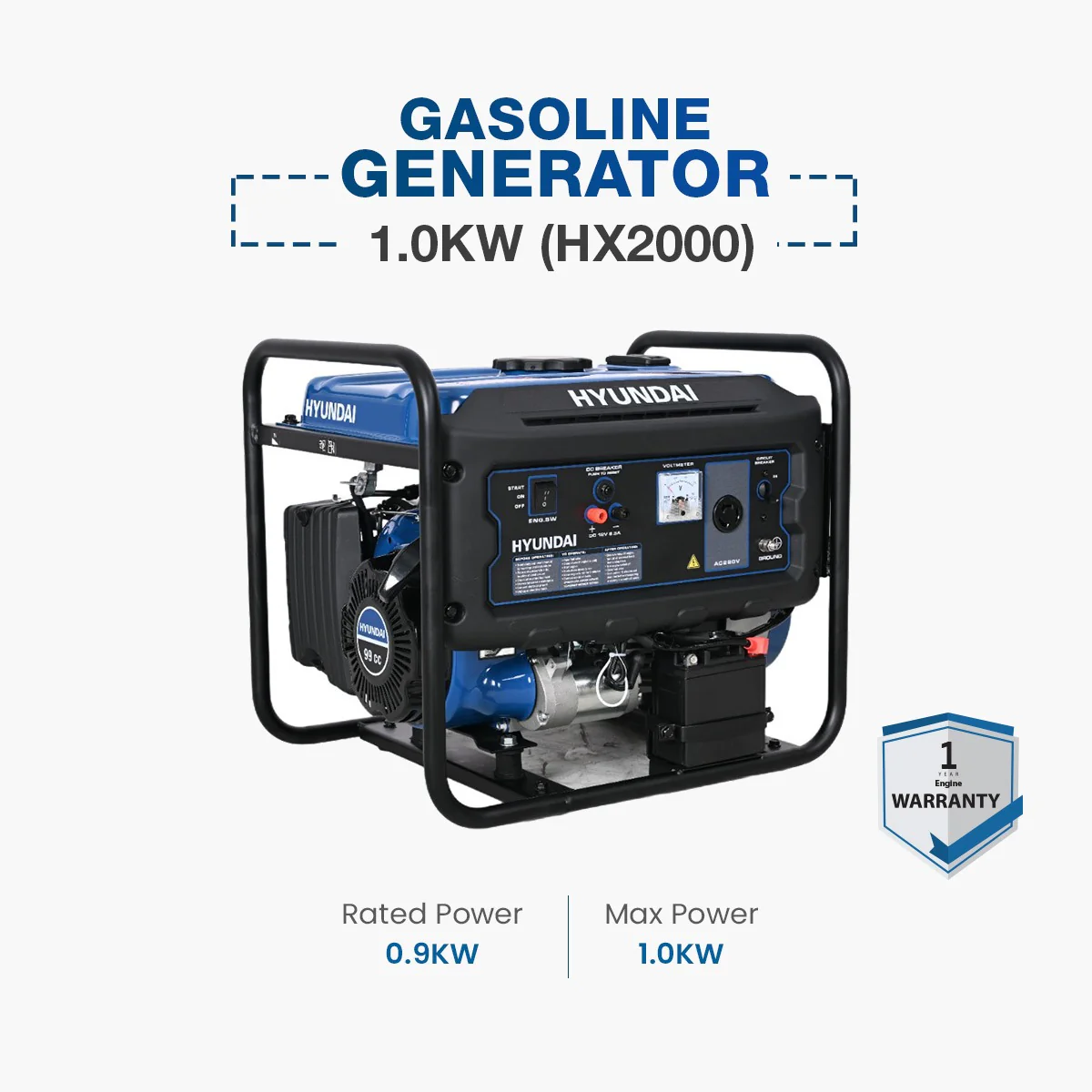 Hyundai Gasoline Generator 1.0KW (HX2000) - Image 2